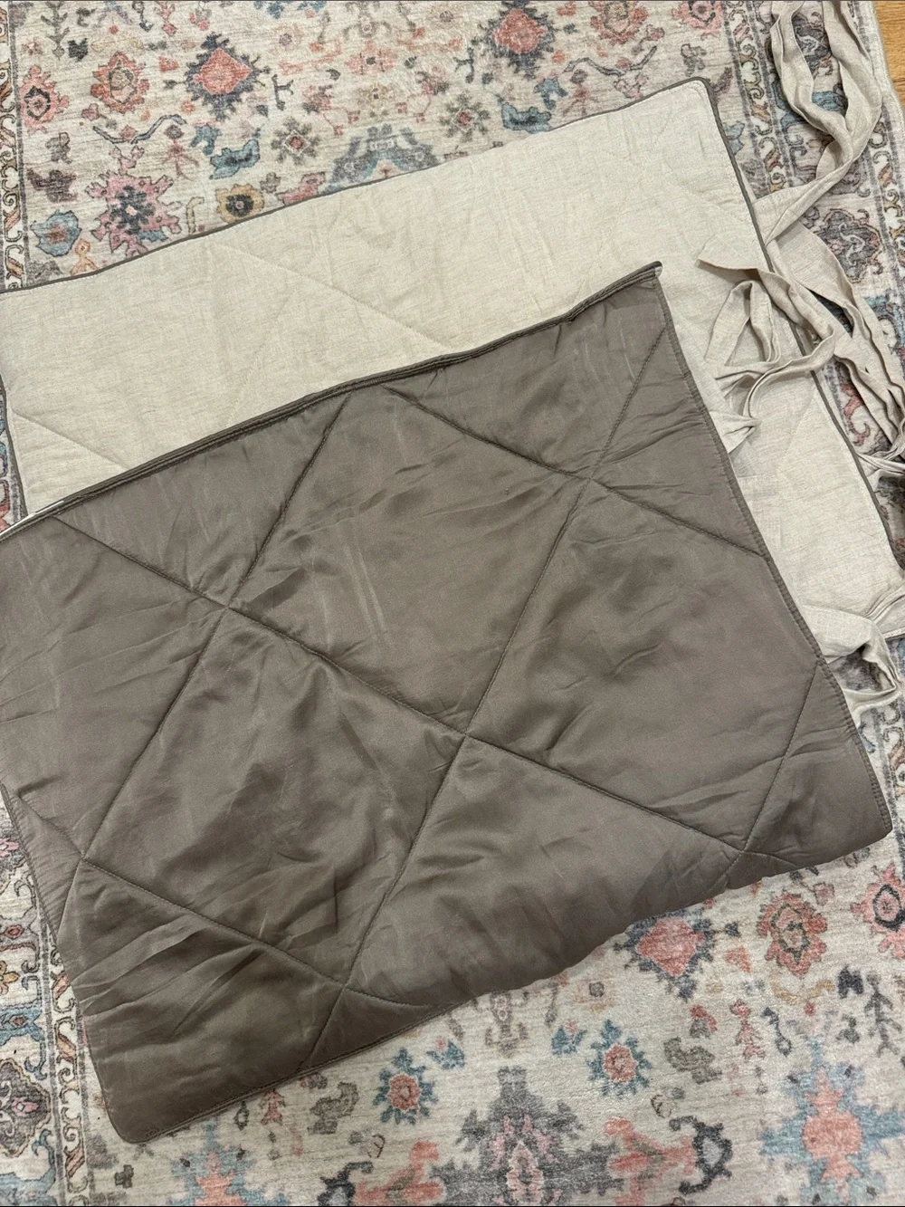 2/ Pottery Barn | Linen Silk Cotton Diamond Quilted Tie Pillow Shams